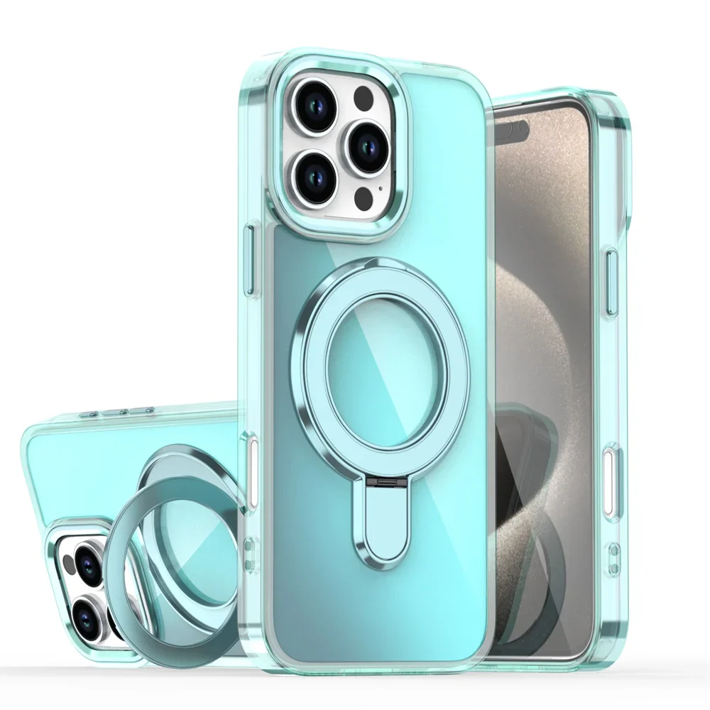 iPhone 13/14/15 Shiny Chrome Magnetic Case With Kickstand | Blue