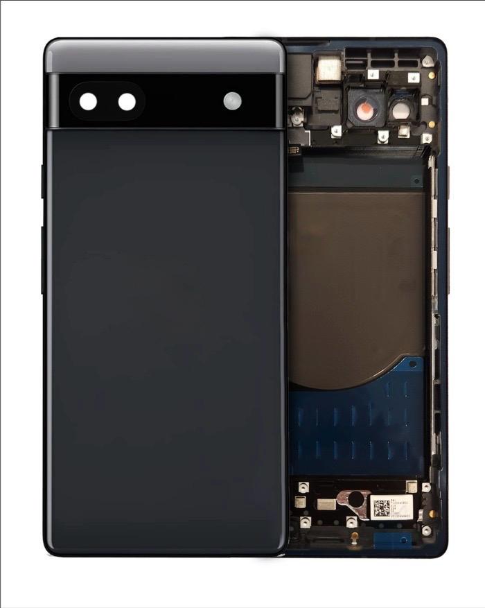 GOOGLE PIXEL 6A  MID FRAME WITH BACKGLASS (OEM QUALITY) (BLACK)