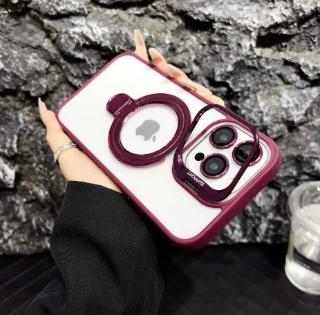 iPhone 13 Pro Max/12 Pro Max Double Kick Stand Case Wine Red