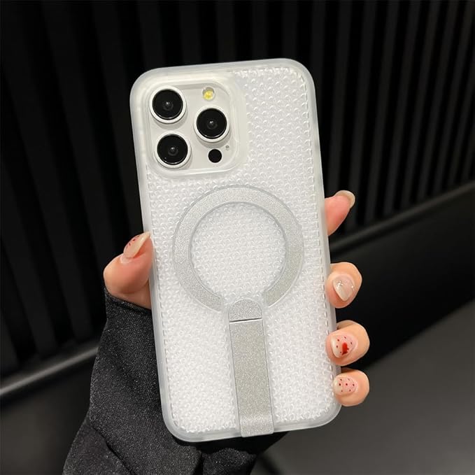 iPhone 14 Plus Air Mesh Magnetic-Stand Case | White