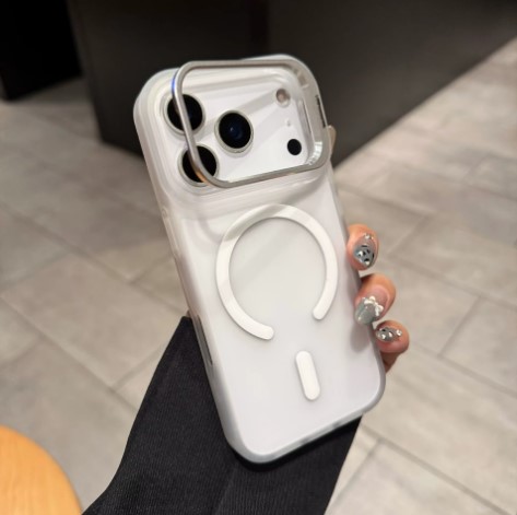 iPhone 17 Frosted Magsafe Lens-Stand Case (With Retail Box) | White