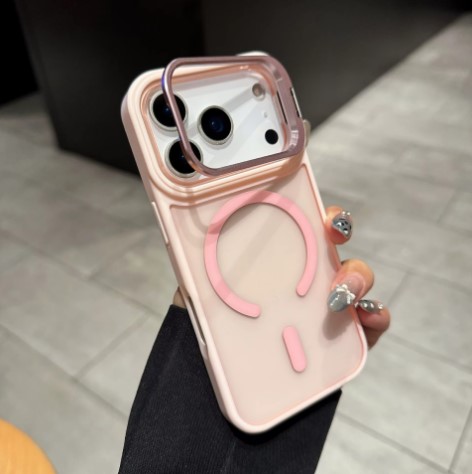 iPhone 16 Pro Max Frosted Magsafe Lens-Stand Case (With Retail Box) | Pink