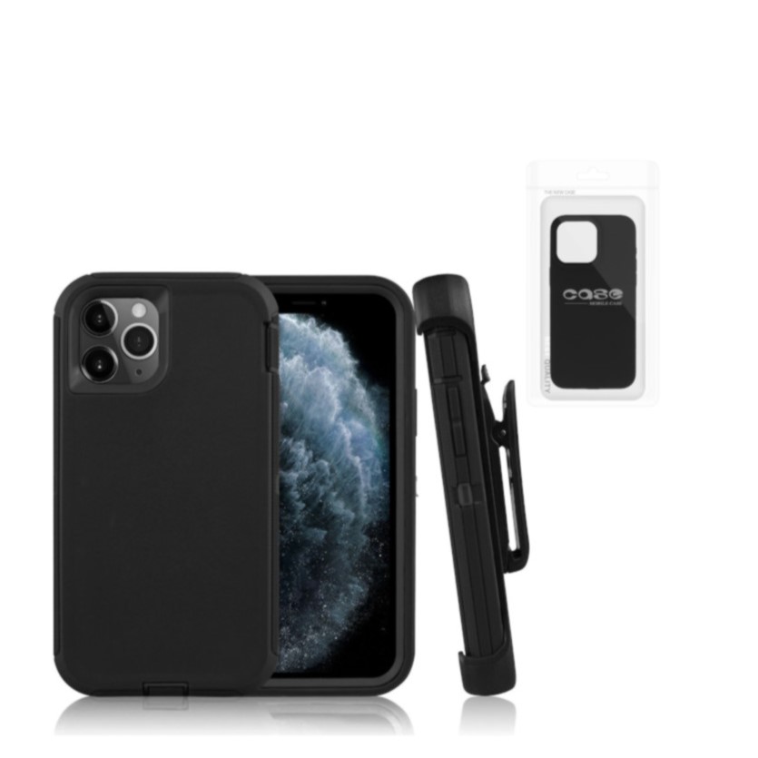 iPhone 16 Pro Pro Defender Case With Clip | Black (Polybag Packing)