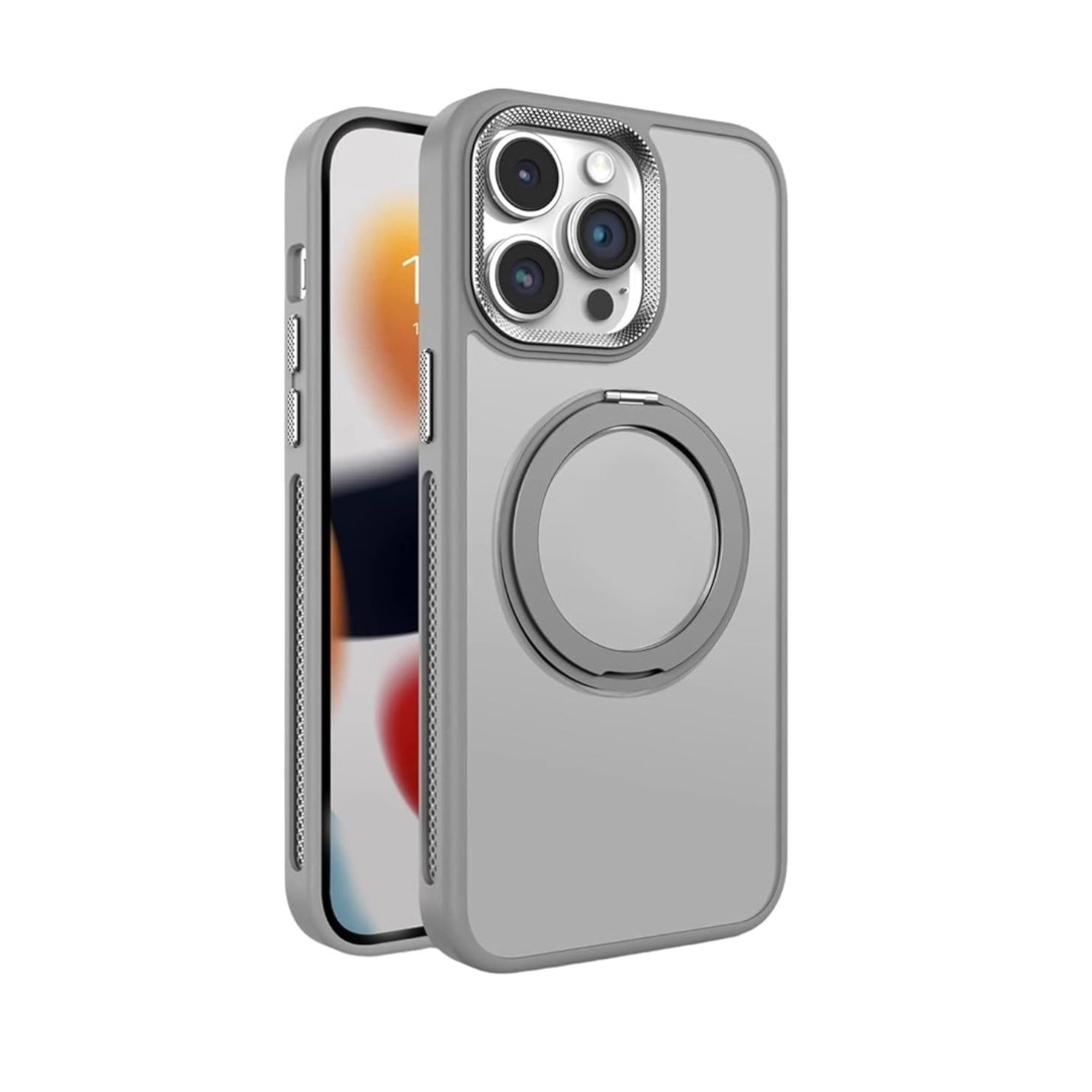 iPhone 17 Pro/18 Pro 360 Rotating Matte Magnetic Case | Gray