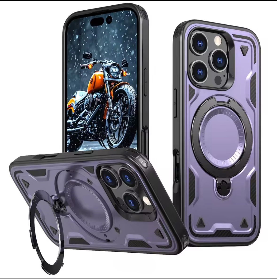 Moto G Power 5G 2024 Hard Sky Ring Kickstand Case (With Retail Box) | Purple