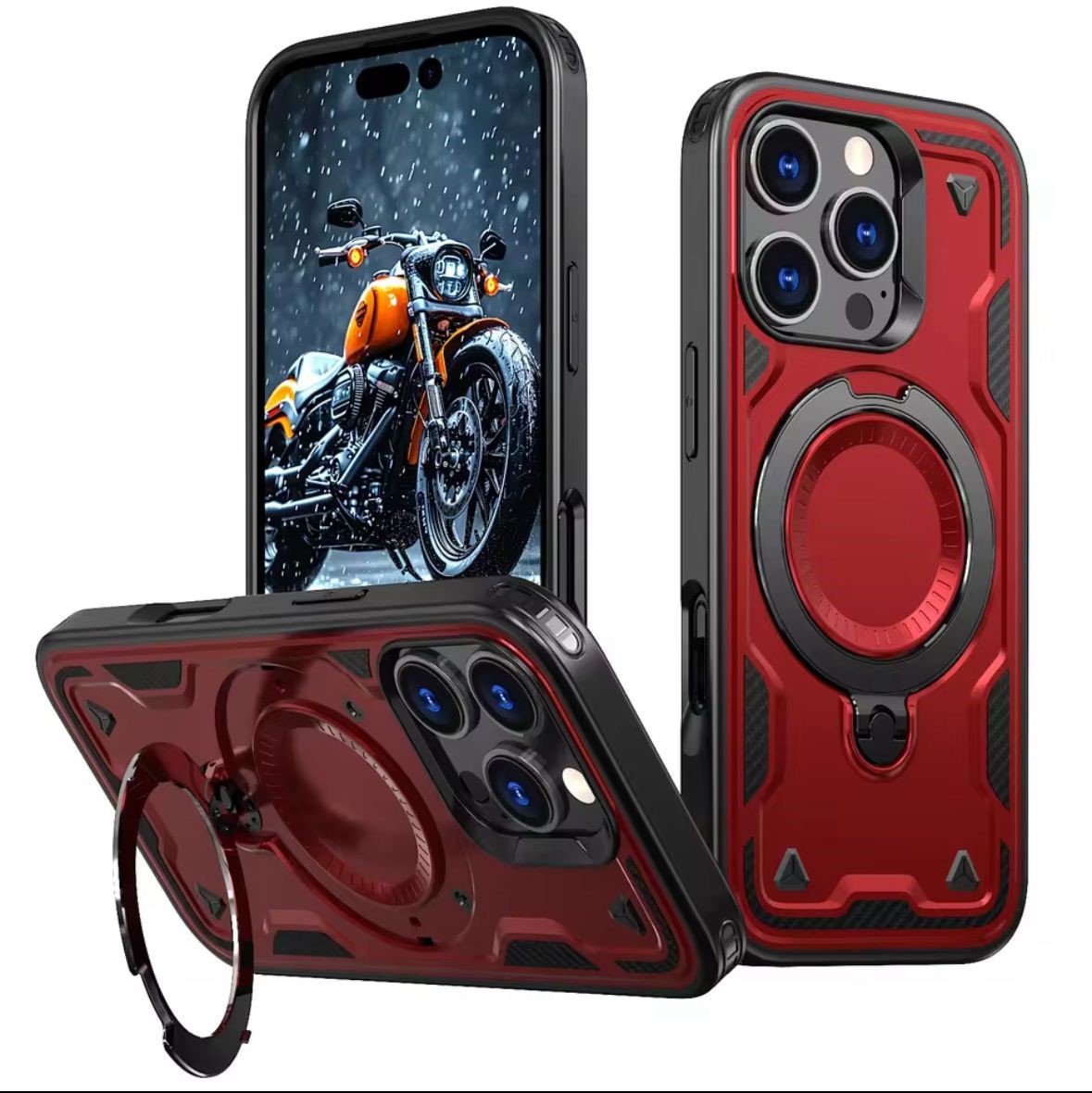 Moto G Stylus 5G 2025 Hard Sky Ring Kickstand Case (With Retail Box) | Red