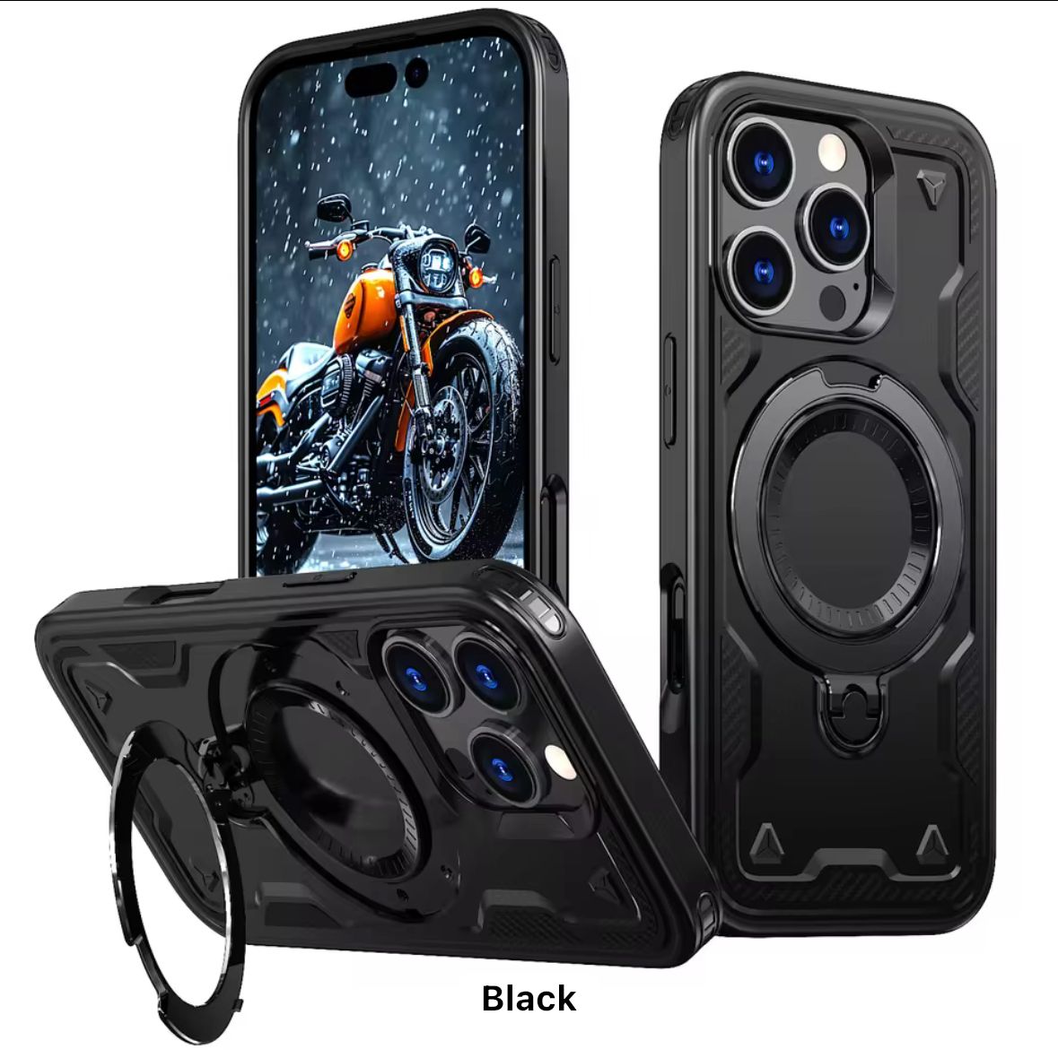Moto G 5G 2024 Hard Sky Ring Kickstand Case (With Retail Box) | Black