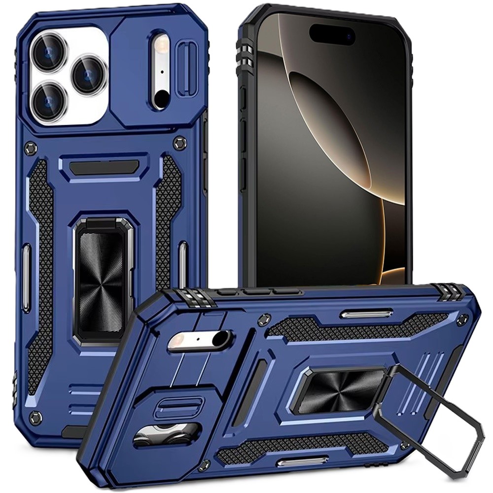 Moto G Power 2023 Kejiang Case With Camera Cover & Metal Ring | Blue