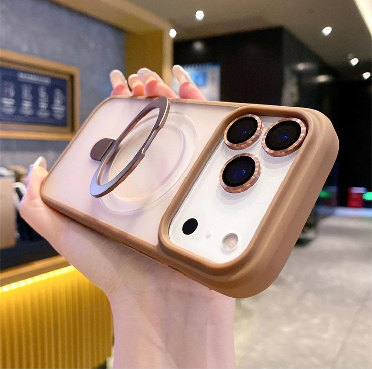 iPhone 17 Pro/18 Pro Matte Magnetic Case With Camera Lens Protector (With Retail Box) | Gold