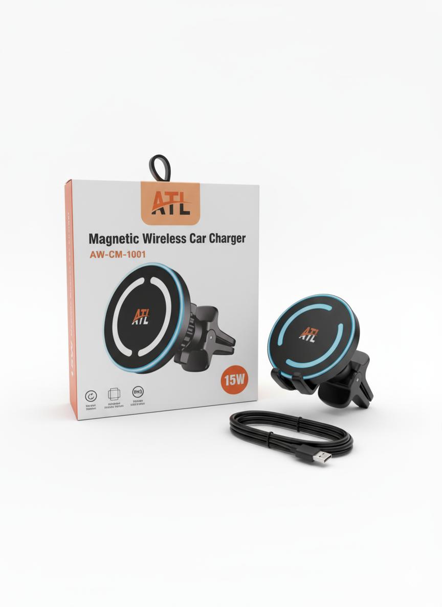 AW-CM-1001 MAGNETIC CAR CHARGER WITH ATL PACKING 15W