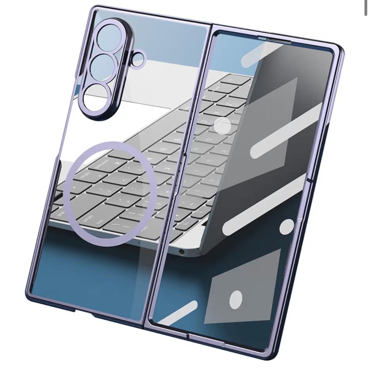 Samsung Z Fold 3 5G Electroplated Clear Magsafe Case Purple