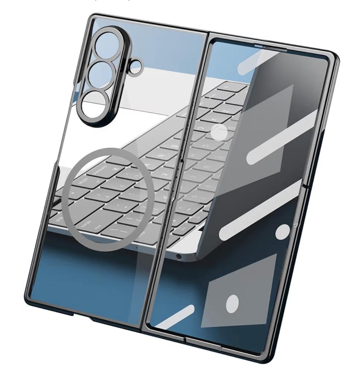 Samsung Z Fold 3 5G Electroplated Clear Magsafe Case Black