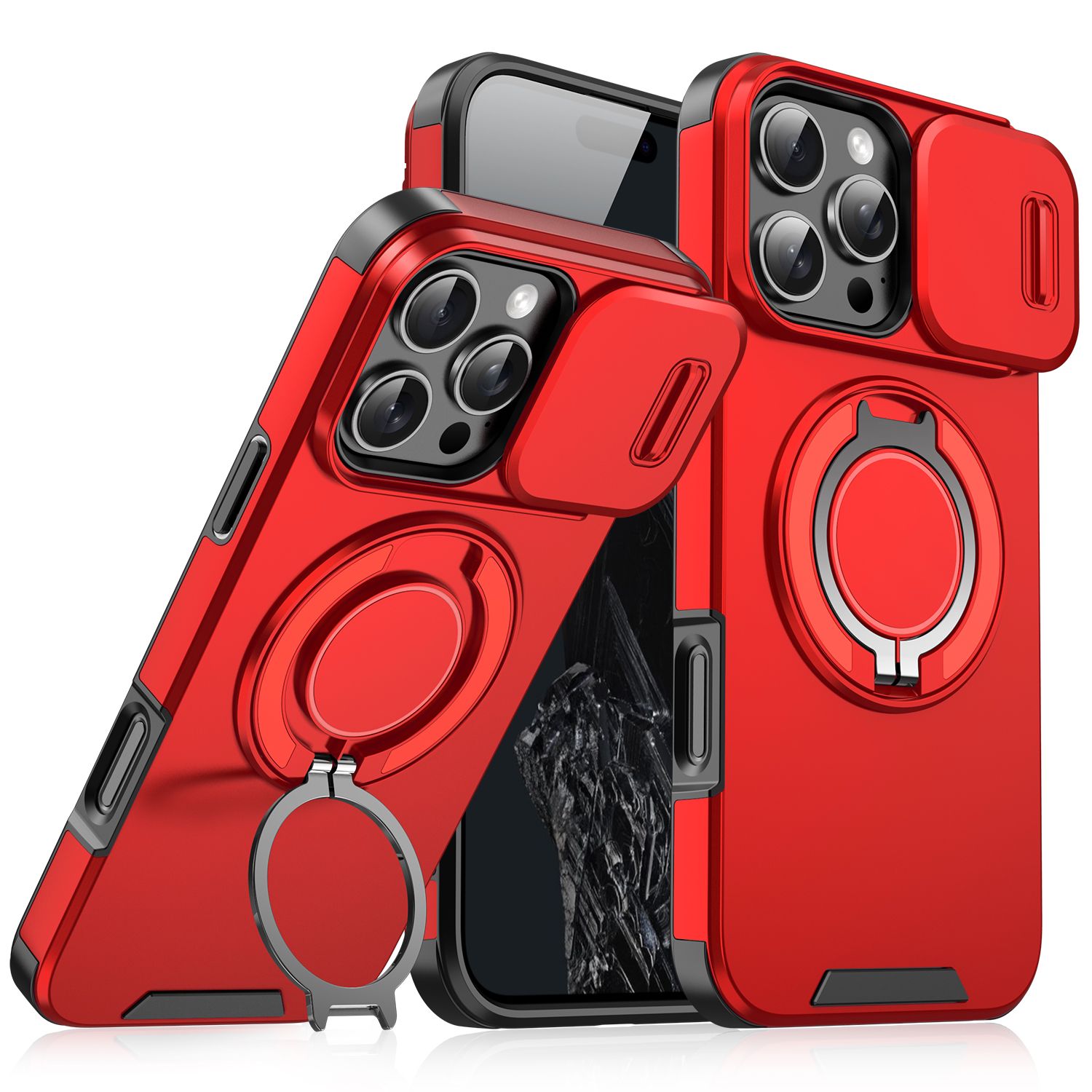 Moto G Power 5G 2024 Lingke Magnetic Case With Camera Sliding Window Cover | Red