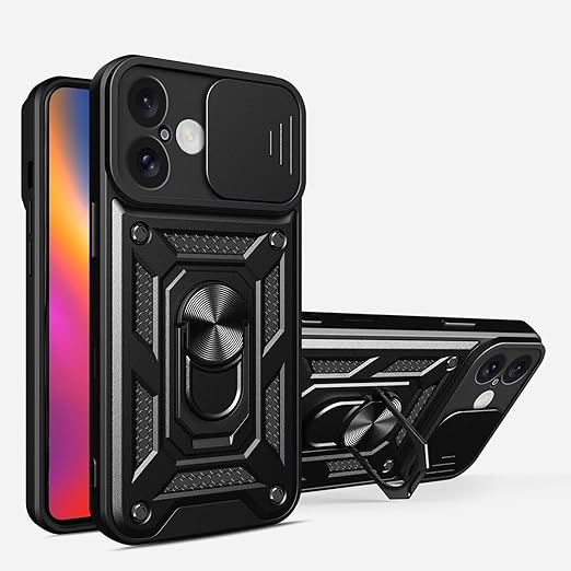 Moto G 5G 2022 Shunjia Magnetic Ring Sliding Window Case | Black