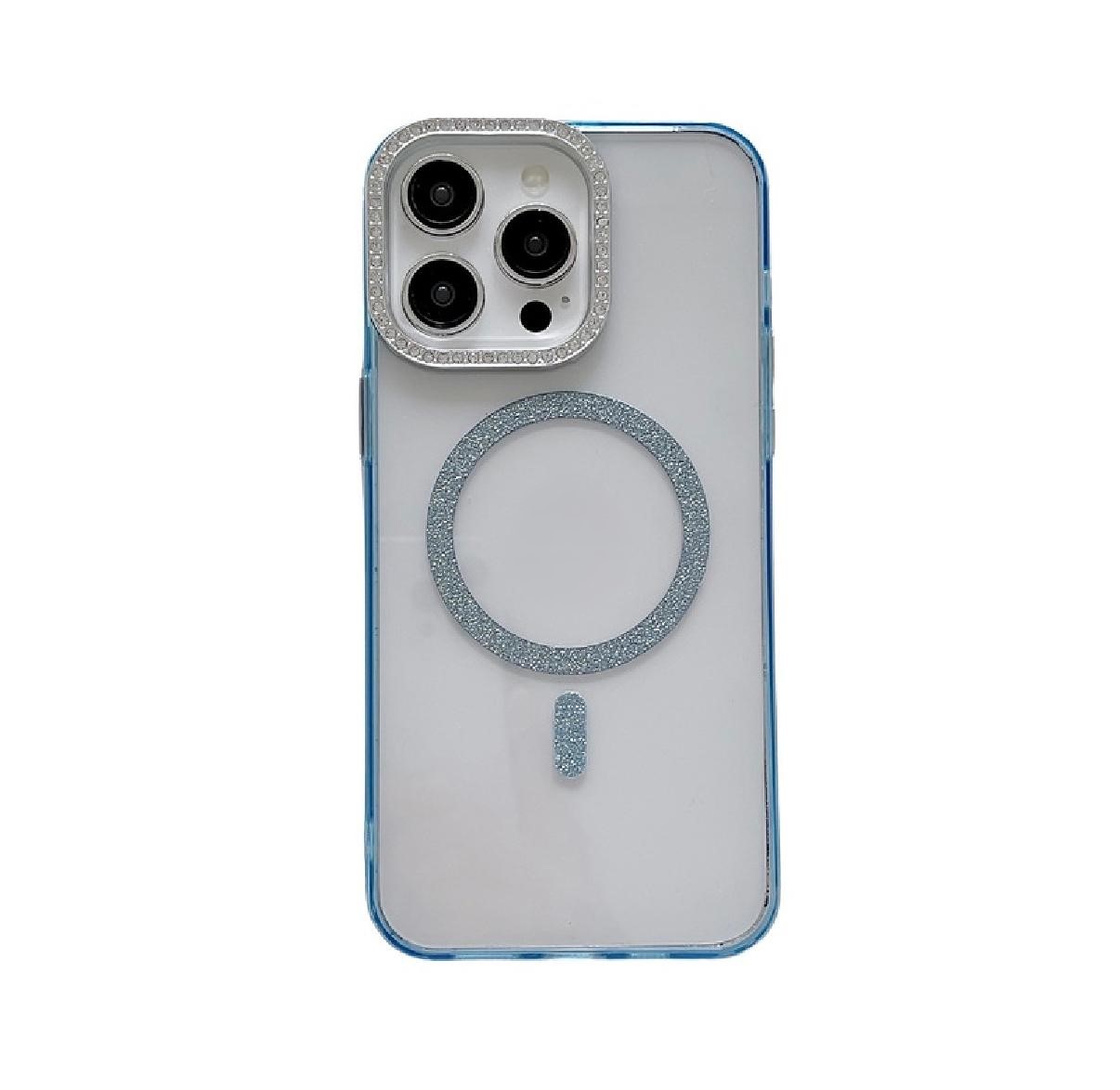 iPhone 14 Pro Max Ice Crystal Magnetic Glitter Case (With Retail Box) | Blue