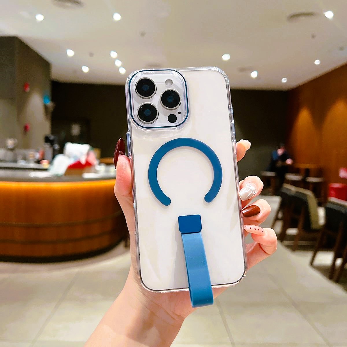iPhone 15 Pro Max Hard Handle Magnetic Case (With Retail Box) | Blue