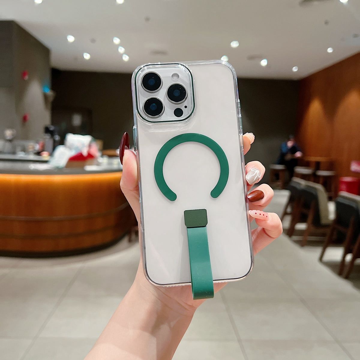 iPhone 14 Plus Hard Handle Magnetic Case (With Retail Box) | Green