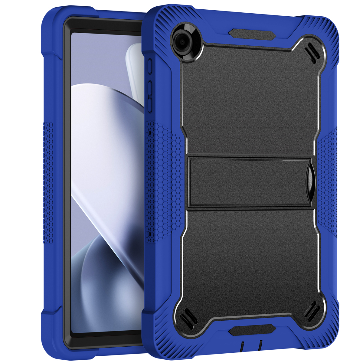 Tmobile Revvl Tab 2 Tough Tablet Strong Kickstand Hybrid Case Cover - Dark Blue