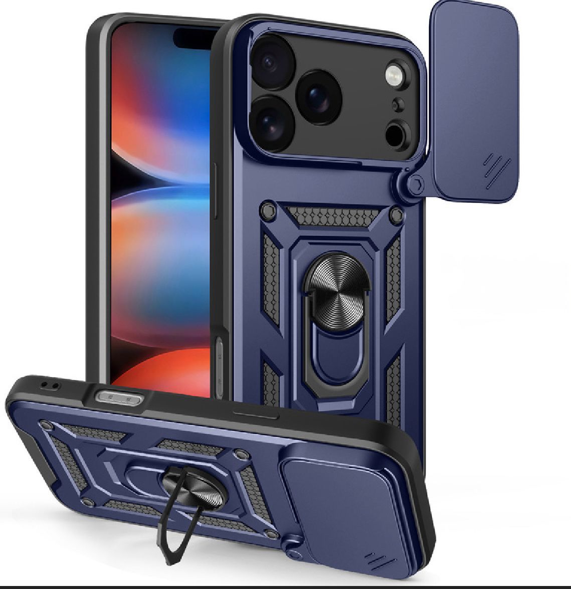 iPhone 17 Air Shunjia Magnetic Ring Sliding Window Case  | Blue