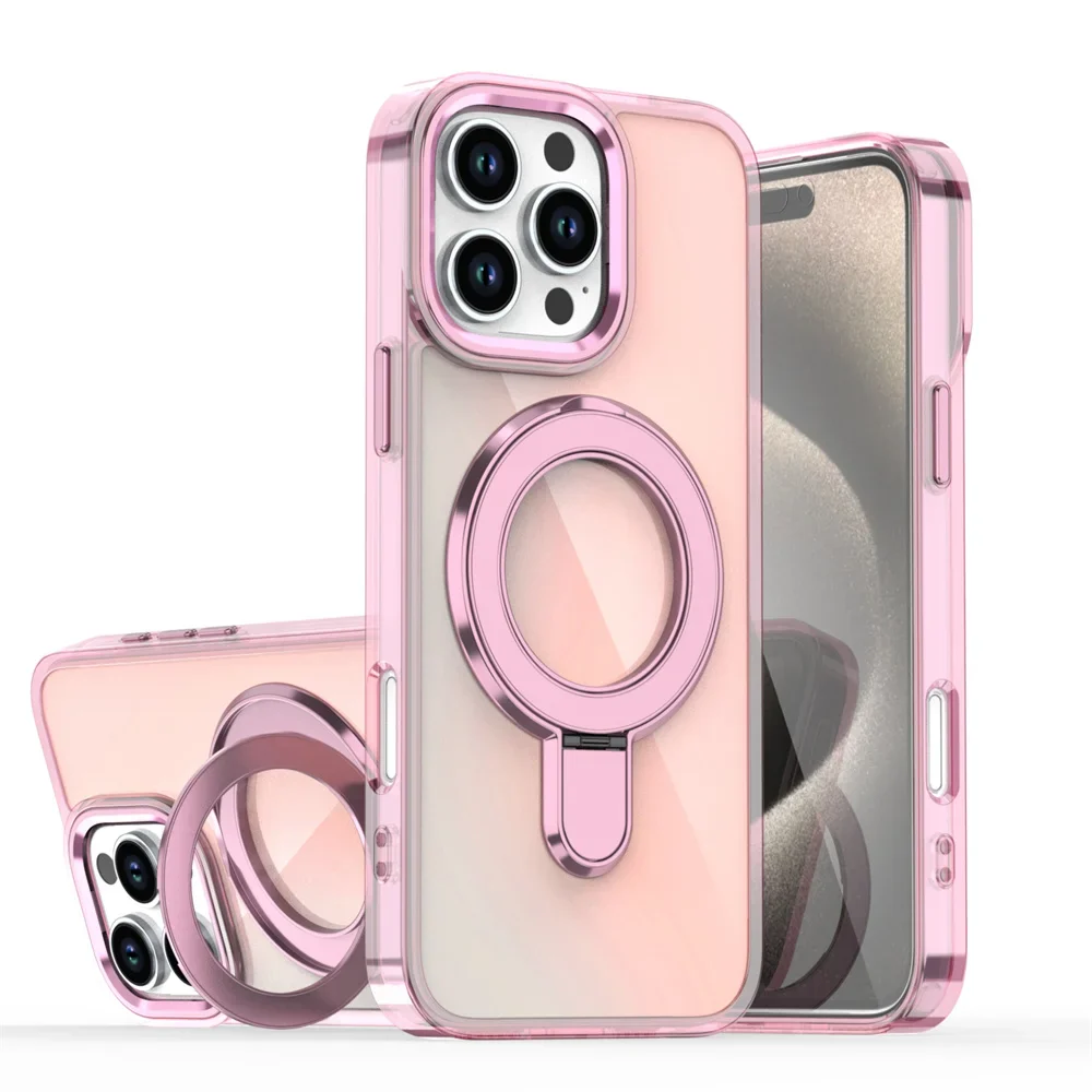 Samsung S25 Ultra Shiny Chrome Magnetic Case With Kickstand | Pink