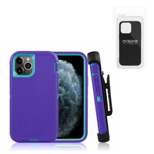 iPhone 11 Pro Defender Case With Clip | Purple (Polybag Packing)