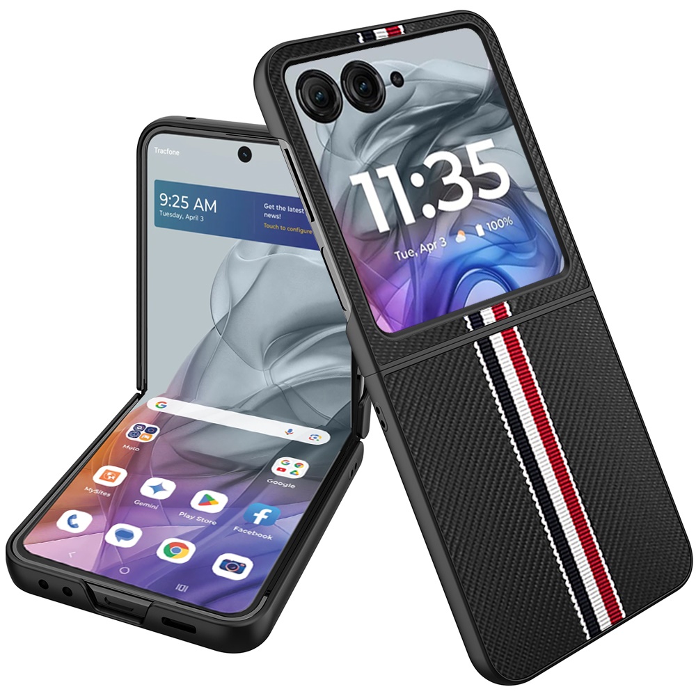 For Motorola Razr Ultra 2025 Velvet Fabric Flip Phone Premium PU Vegan Leather - BLACK