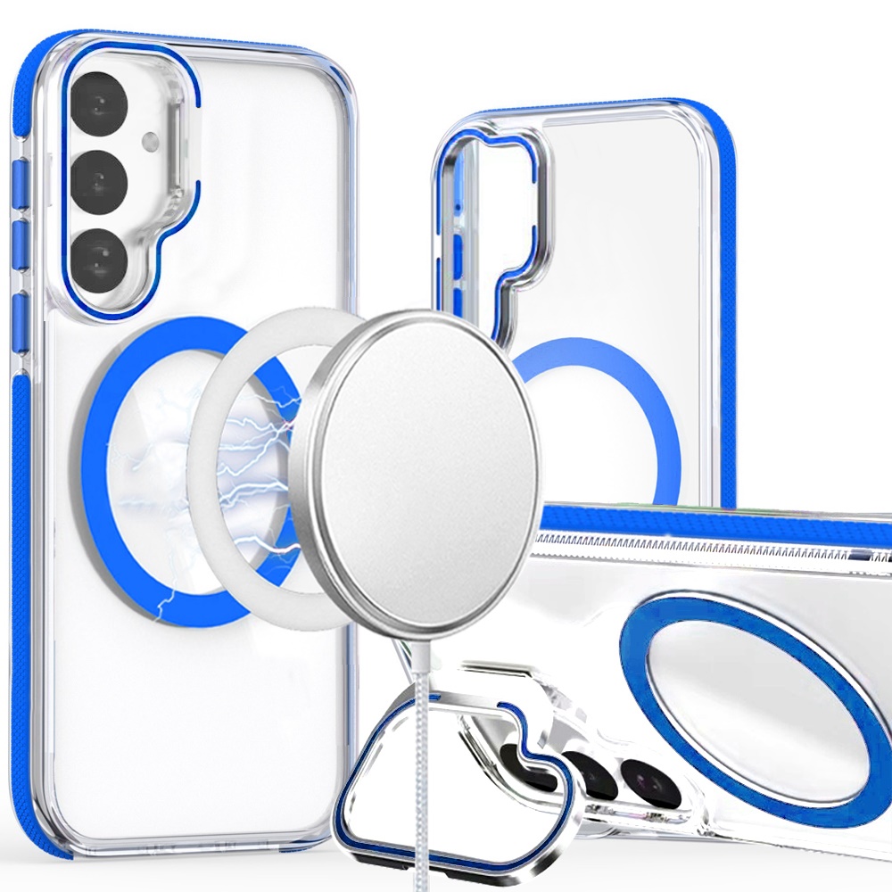 For Samsung S24 FE MagSonic Camera Bracket Stand Magnetic Ring Circle Hybrid - Blue