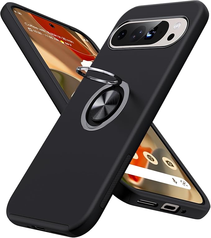 Google Pixel 7A Hard Hidden Ring Stand Hybrid Case - Black