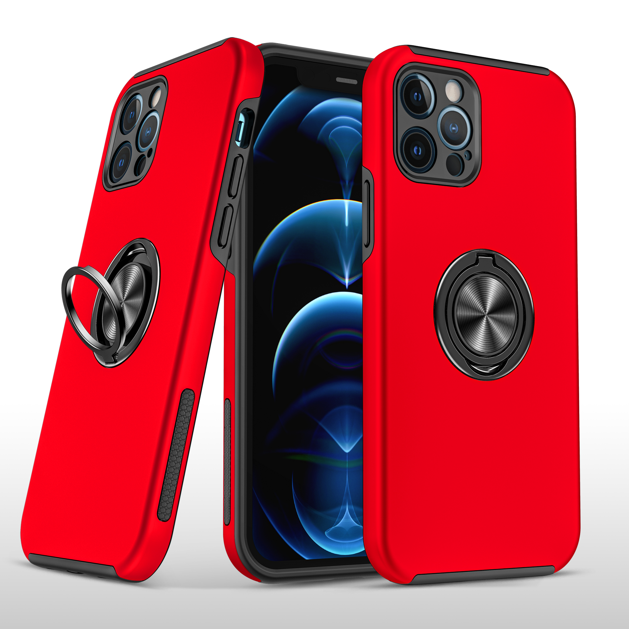 Google Pixel 10 Pro XL Hard Hidden Ring Stand Case - Red