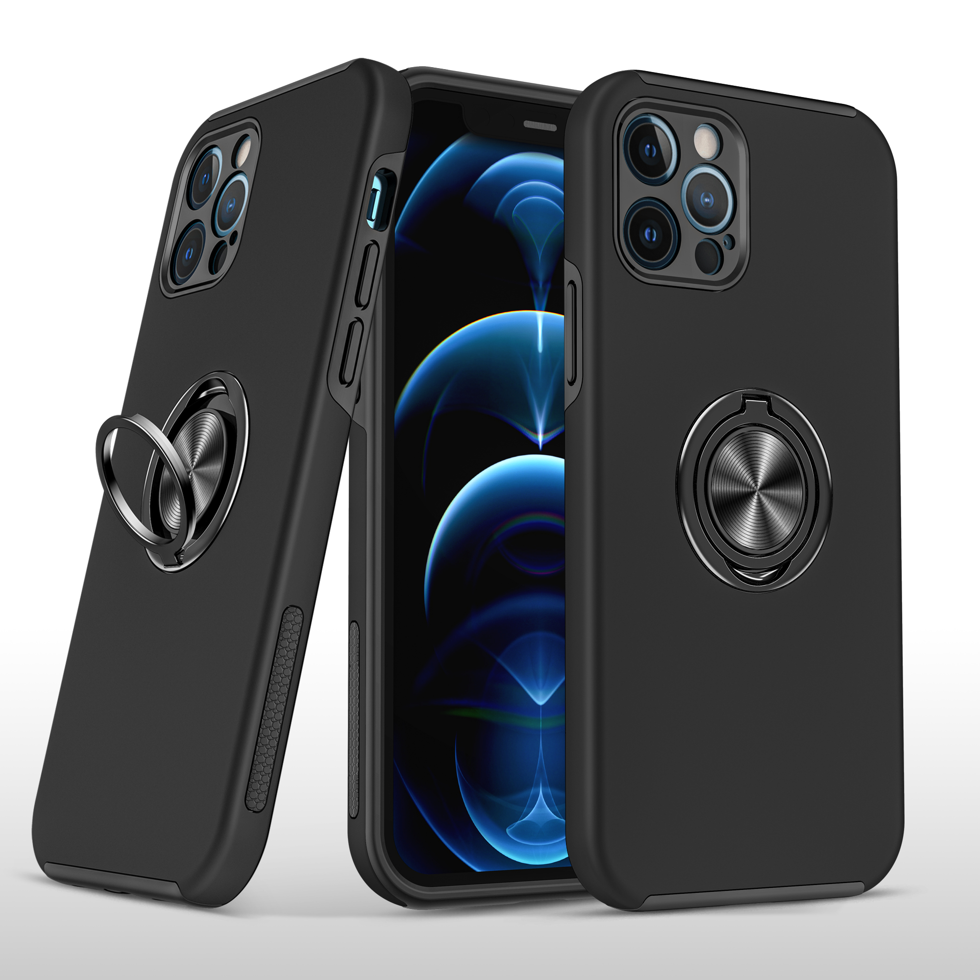 Google Pixel 10 Pro XL Hard Hidden Ring Stand Case - Black