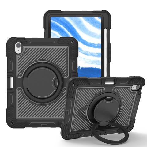 iPad 10th/11th Gen 10.9 Inch Tongjie B2 Rotating Handle Case With Strap Black-Black