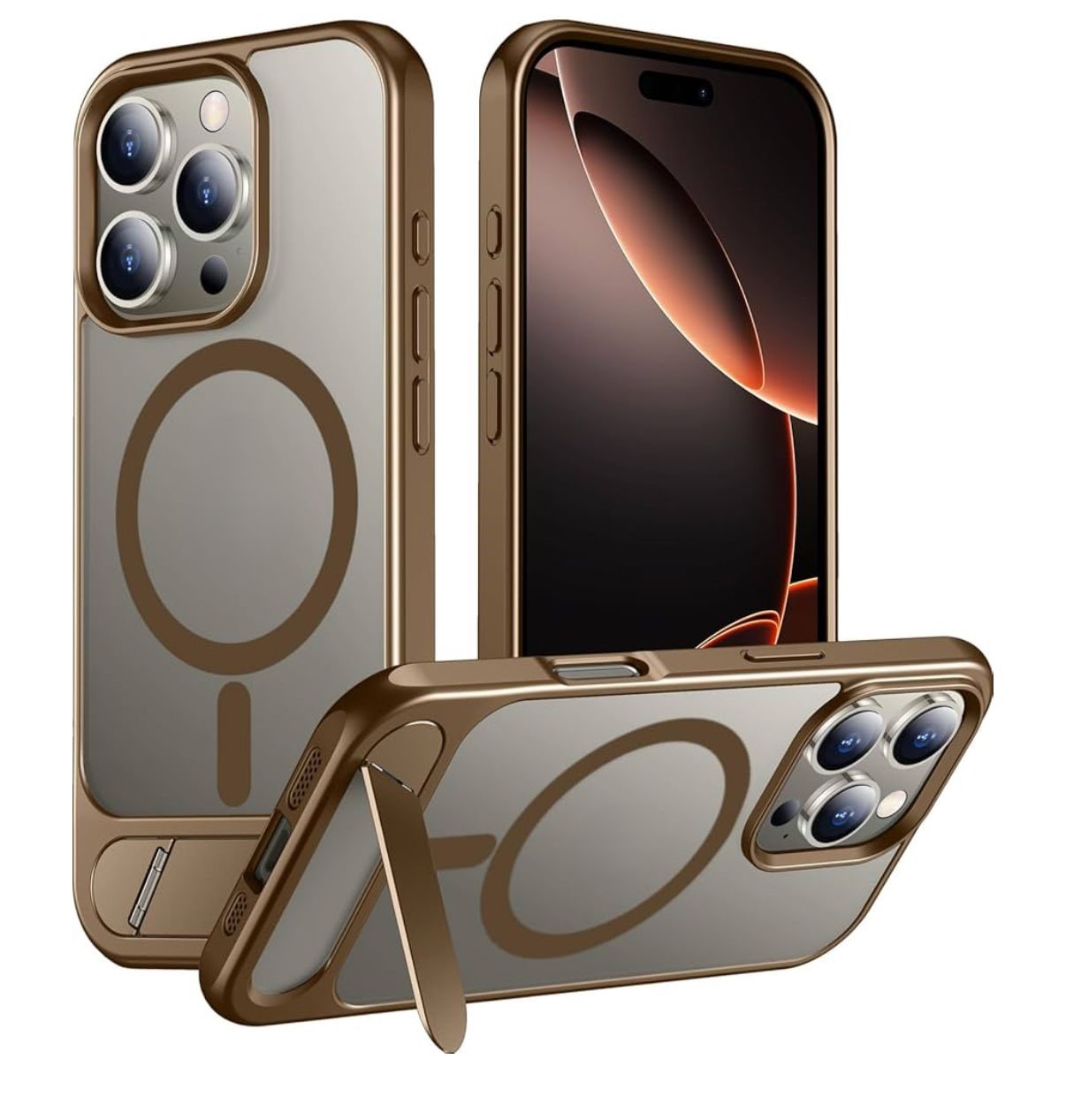 iPhone 14 Plus X1 Bongdun Magnetic Case With Kickstand | Brown