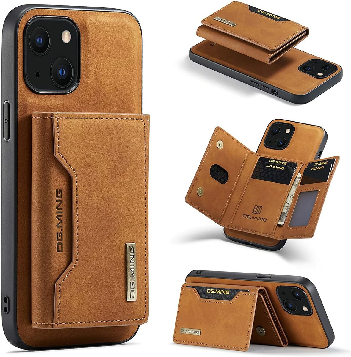 iPhone 7/8/SE Dg Ming Magnetic Wallet Case Light Brown