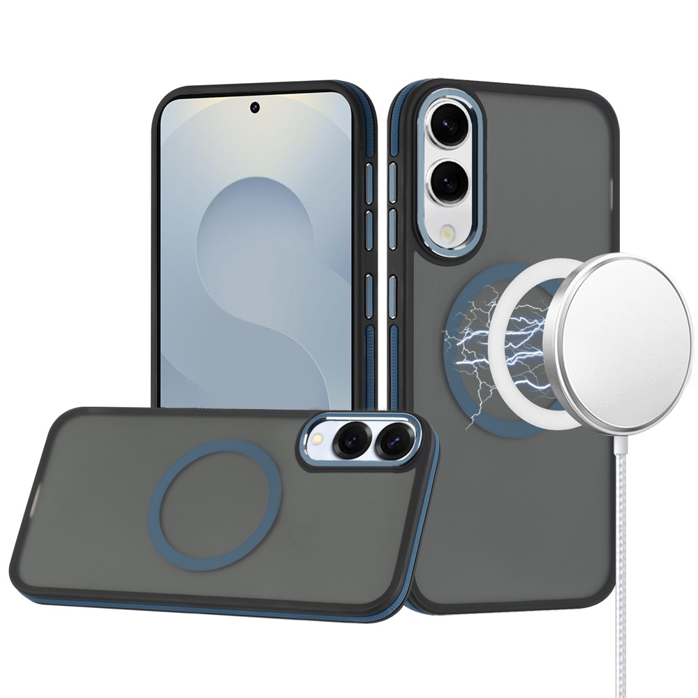 For Samsung Galaxy s25 Edge Royal Magnetic Ring Skin-Touch HQ Metal Buttons/Camera Lip Hybrid - Blue