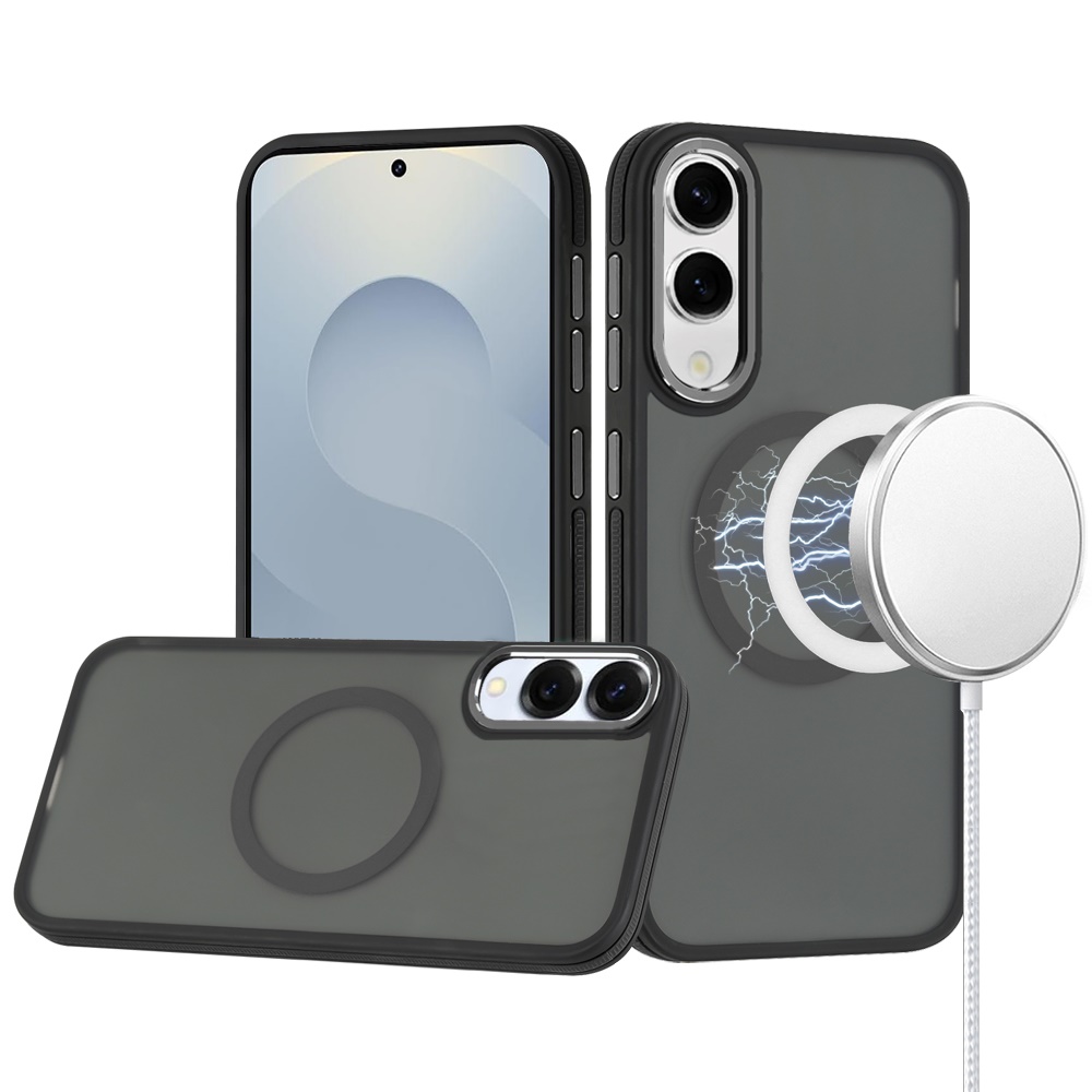 For Samsung Galaxy s25 Edge Royal Magnetic Ring Skin-Touch HQ Metal Buttons/Camera Lip Hybrid - Black