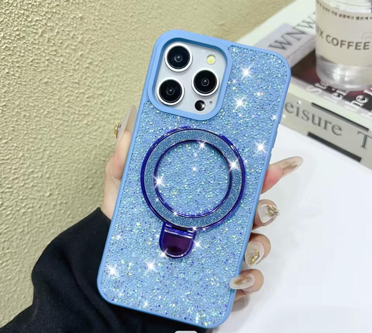 iPhone 13/14/15 Boli Diamond Case With Magnetic Stand Light Blue