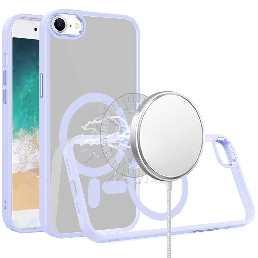 iPhone 17E/16E/SE4 Greatest Clear Acrylic Thick Metal Button Hybrid - Light Purple