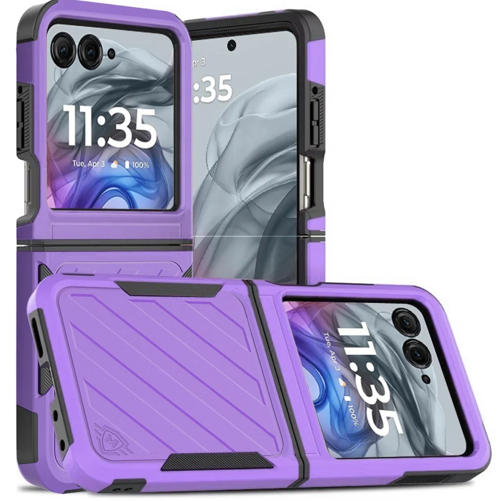 Motorola Razr 2024 Noble lined Shockproof Dual layer hybrid - Dark Purple/Black