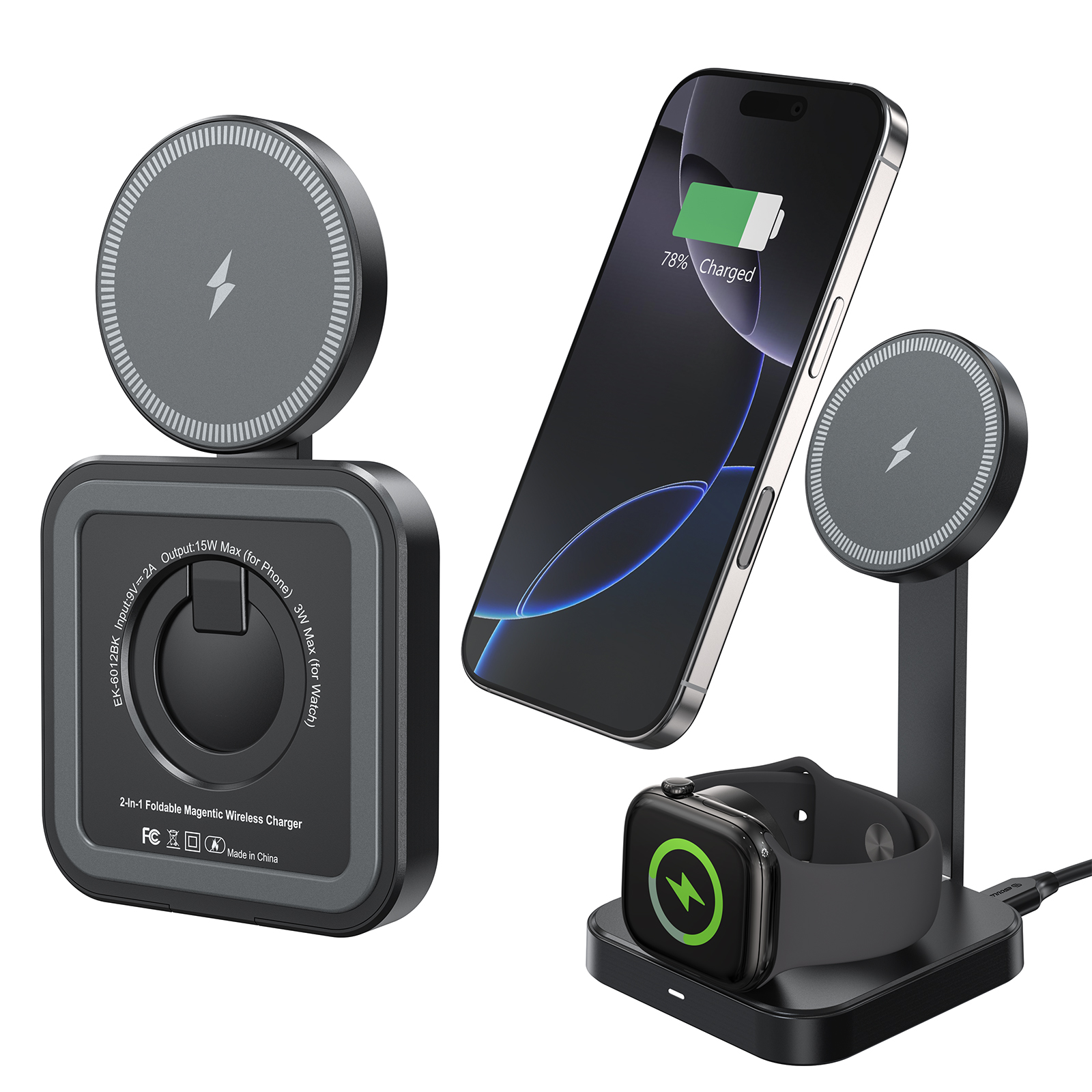 2-In-1 Foldable Magnetic Wireless Charger 