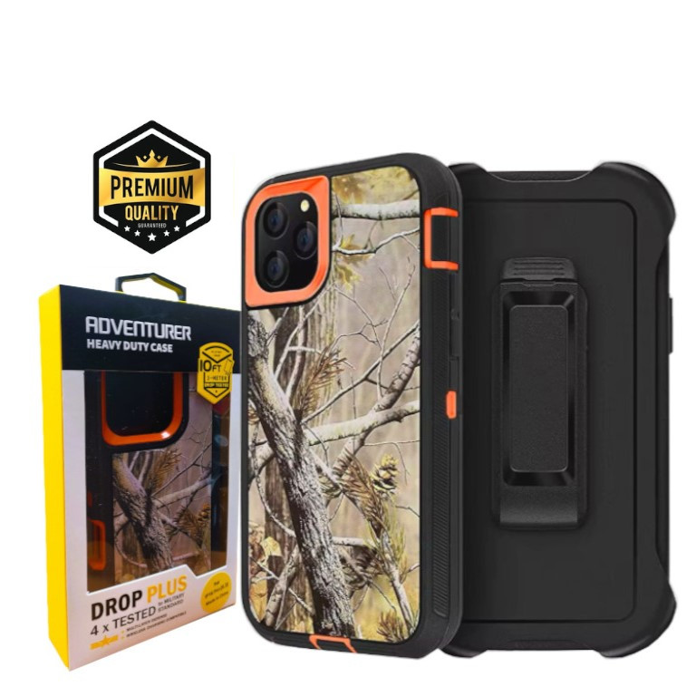 iPhone 11 Camo Adventurer Heavy Duty Case With Clip With Retail Box Pack Orange Branch