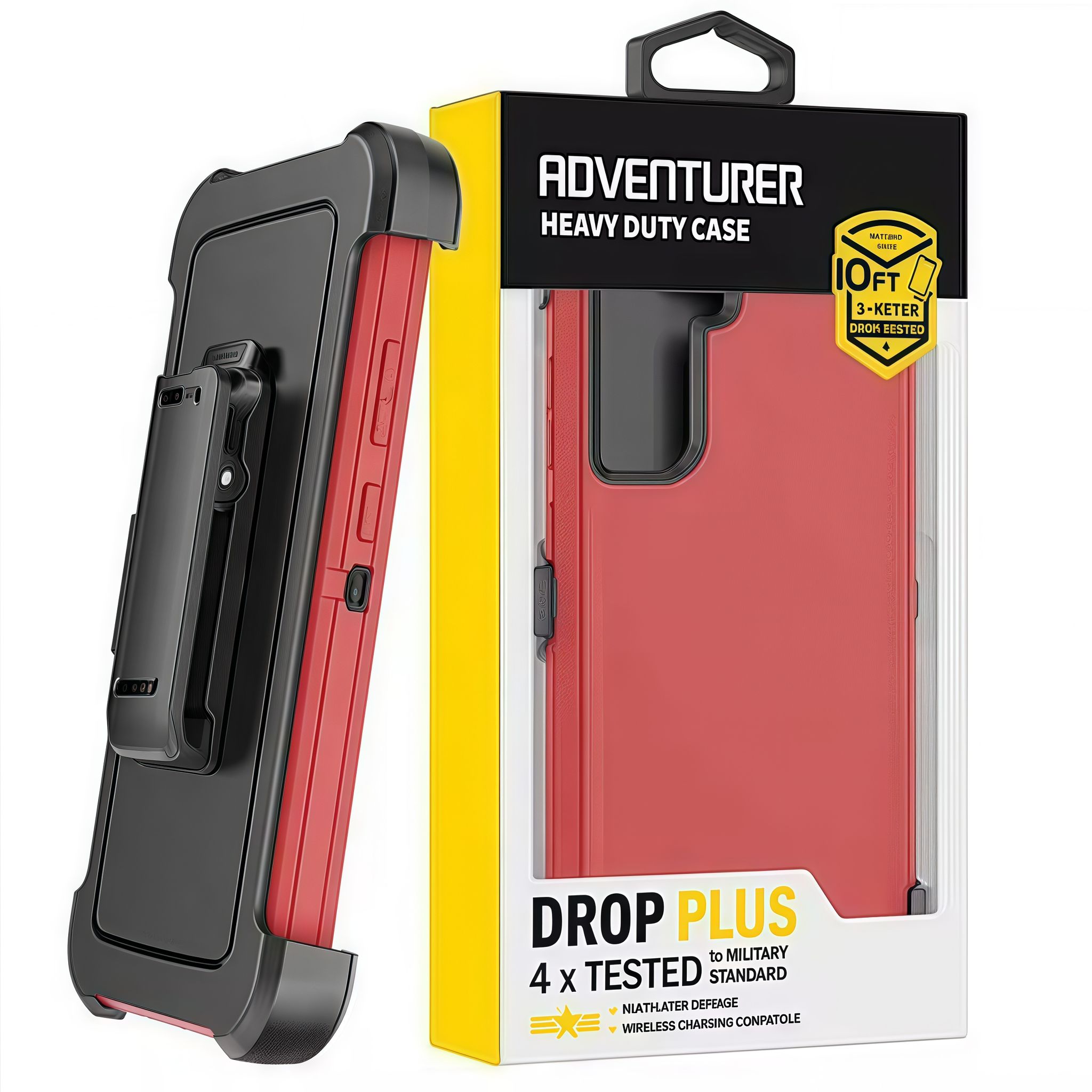 Samsung S23 Plus Adventurer Heavy Duty Case With Clip With Retail Box Pack Red-Black