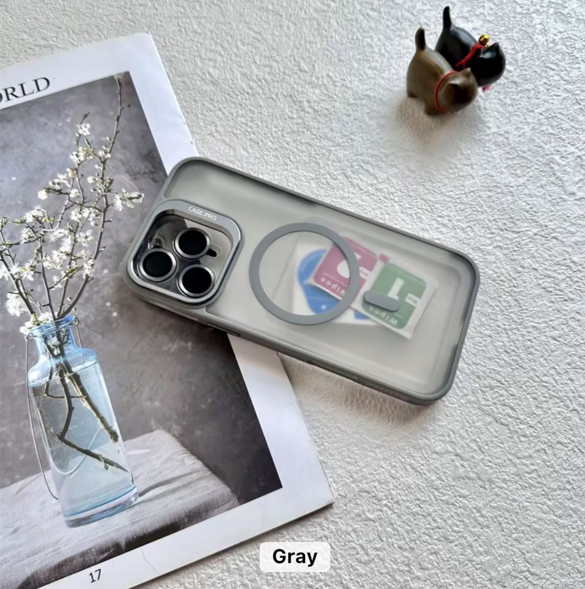 iPhone 12 Pro Max/13 Pro Max Cd Lens Pro Magnetic Case With Stand And Camera Lens Gray