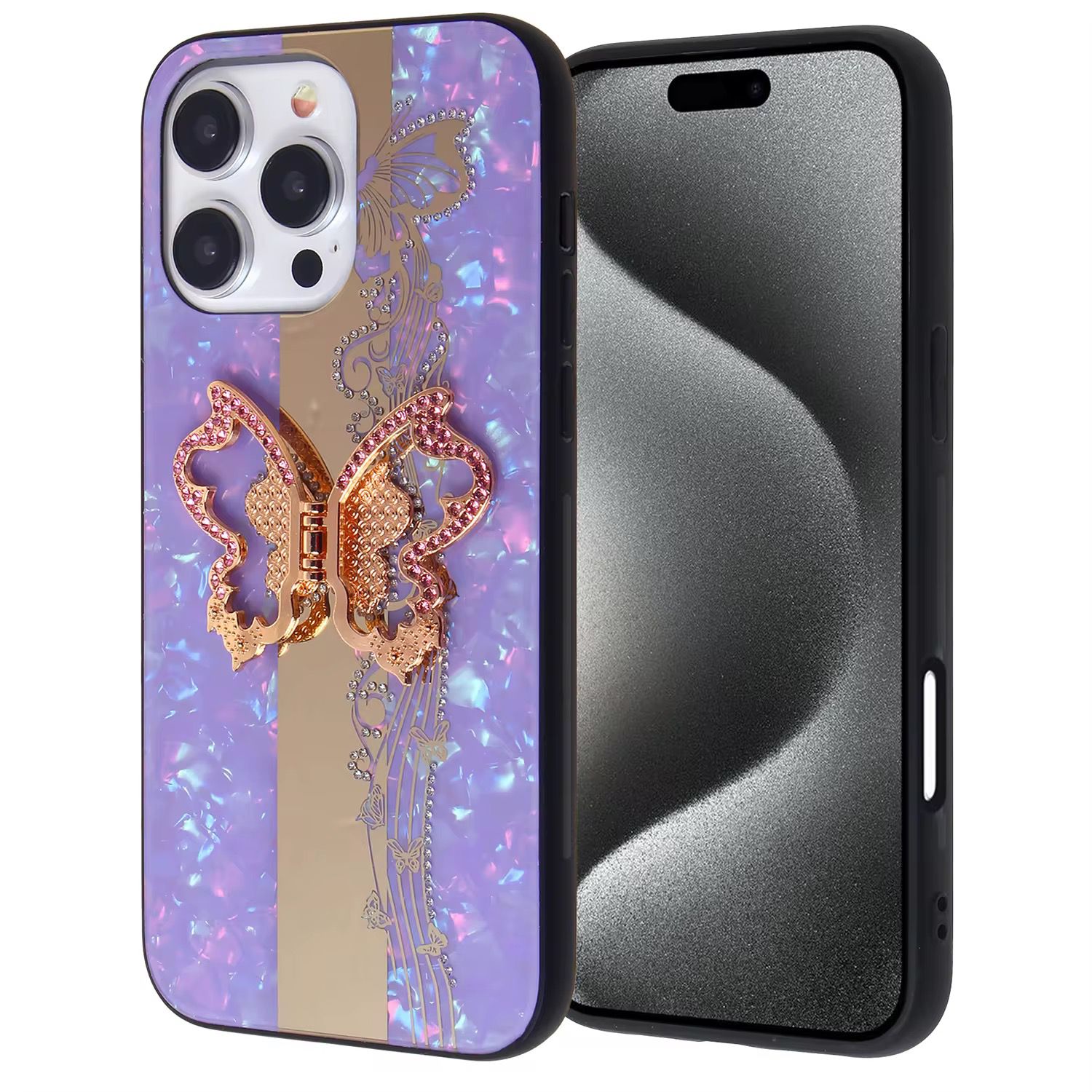 iPhone 11 Butterfly Bracket Shell Case Purple