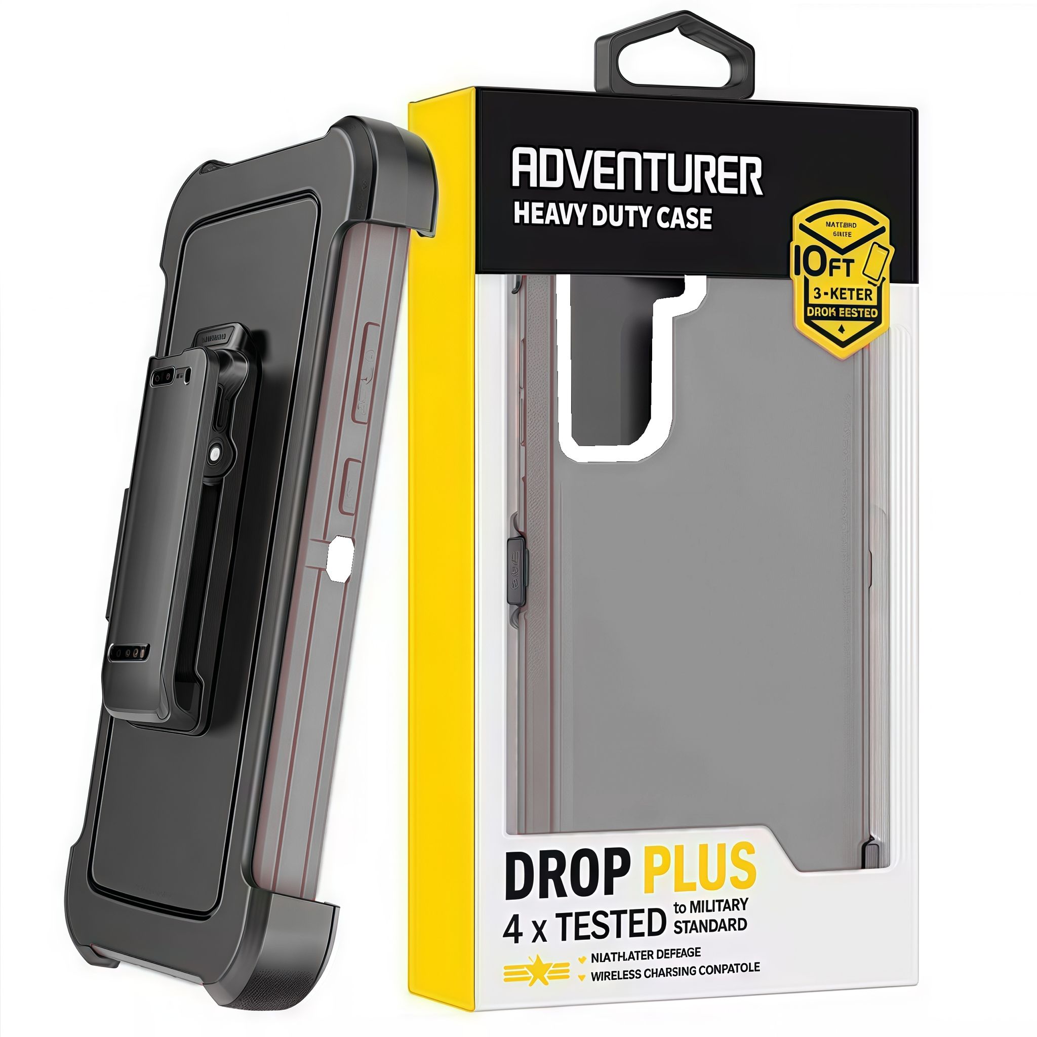 Samsung A03s Adventurer Heavy Duty Case With Clip With Retail Box Pack For Gray-Black