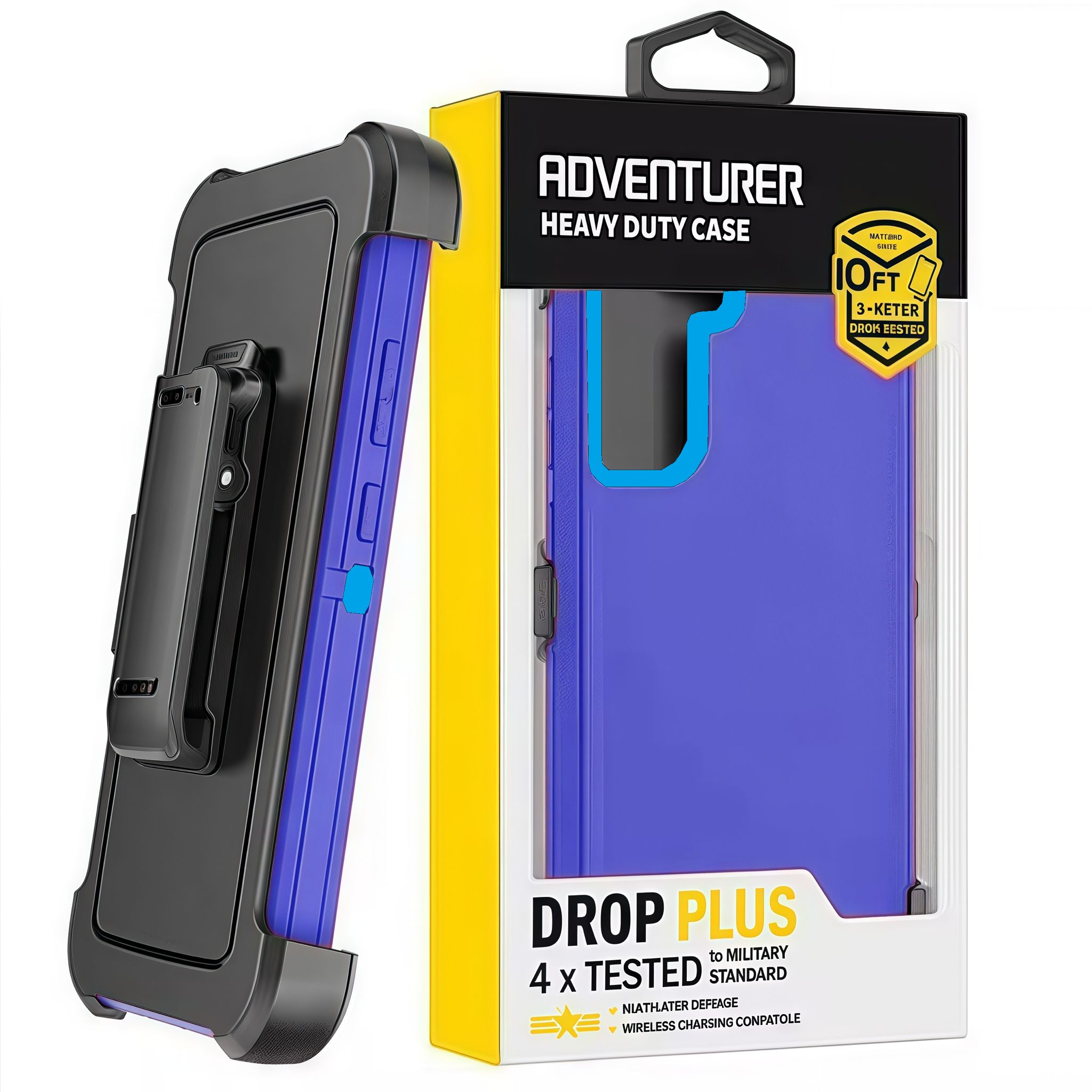 iPhone 16 Adventurer Heavy Duty Case With Clip With Retail Box Pack Purple-Blue