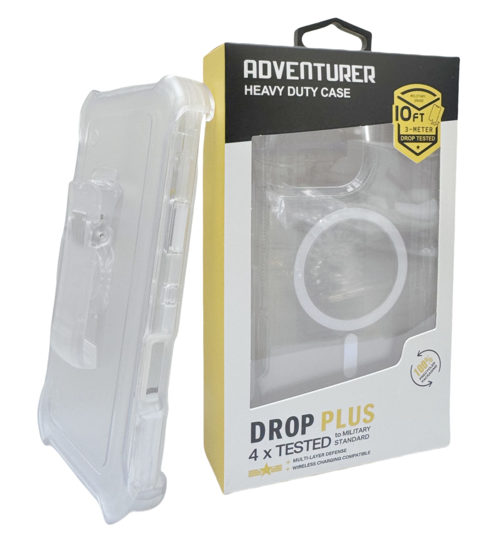 iPhone 15 Pro Max Adventurer Heavy Duty Clear Magsafe Case With Clip With Retail Box Pack Clear