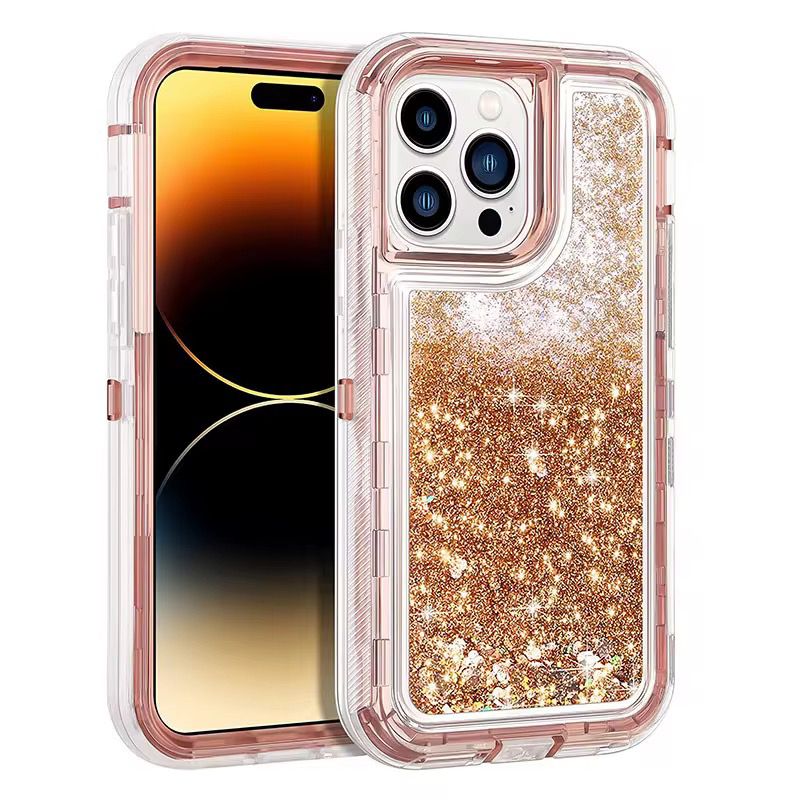 iPhone 13 Pro Max/12 Pro Max Floating Gilter Case Gold
