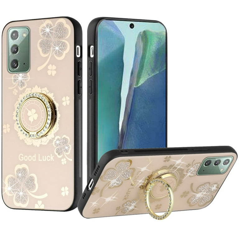 For Samsung Galaxy S21/S30 6.3inch Splendid Glitter with Diamonds All Around Edges Ring Stand - Gold
