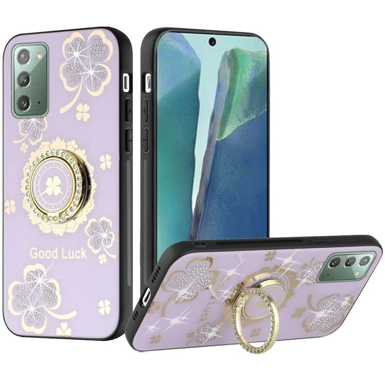 For Samsung Galaxy S21/S30 6.3inch Splendid Glitter with Diamonds All Around Edges Ring Stand - Purple