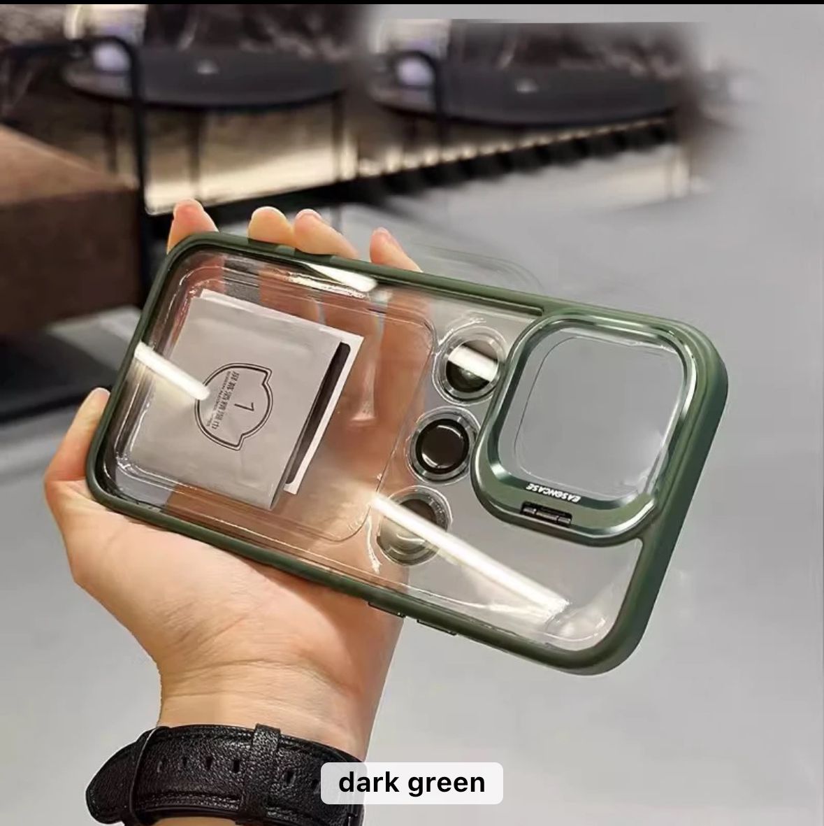 iPhone 16 Plus Camera Lens Clear Eagle Glasses With Stand 16 Plus Green